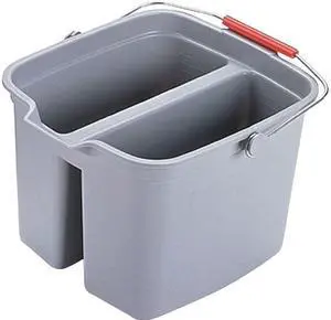 Rubbermaid Commercial 261700GYCT Double Pail - 17 Quart - Sturdy Handle - Plastic - Gray - 6 / Carton