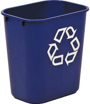 Rubbermaid Commercial 295573BECT Deskside Recycling Container - 3.25 gal Capacity - Rectangular - Compact - Resin - Blue