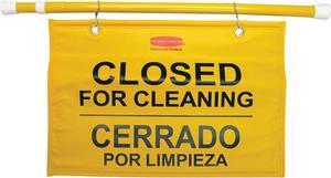 Rubbermaid Commercial 9S1600YLCT Closed/Cleaning Safety Sign - 6 / Carton - Closed for Cleaning Print/Message - Durable - Yellow