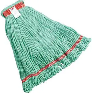 Rubbermaid Commercial FGA21206GR00 Web Foot Wet Mop Heads, Shrinkless, Cotton / Synthetic, Green, Medium