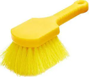 Rubbermaid Commercial FG9B2900YEL Long Handle Scrub, 8" Plastic Handle, Gray Handle w/Yellow Bristles