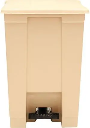 Rubbermaid Commercial FG614400BEIG Indoor Utility Step-On Waste Container, Square, Plastic, 12 gal, Beige