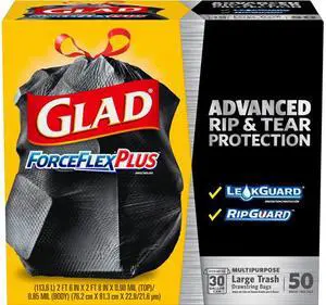Glad 78997CT ForceFlexPlus Large Trash Drawstring Bags