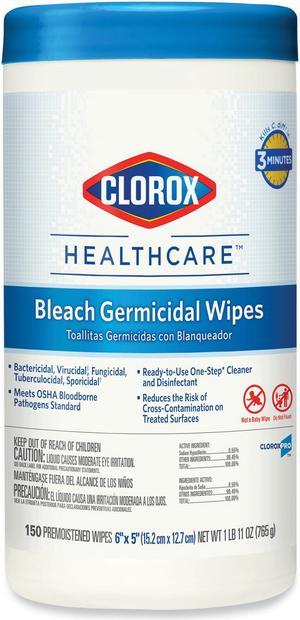 Clorox Bleach Germicidal Wipes, 6.75 x 9, Unscented, 70/Canister -6/CT 35309