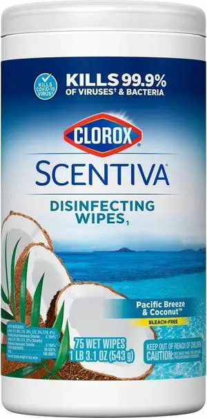 Clorox Scentiva Wipes, Bleach Free Cleaning Wipes - 75Wipes/Canister  60037