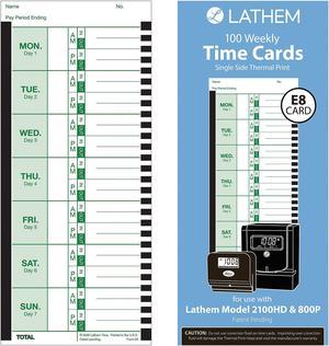 Lathem E8-100 Weekly (Thermal Print) Time Cards (100 Pack)