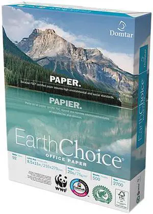 Domtar 51986 EarthChoice Office Paper, 92 Brightness, 20 lbs., 8.5" x 11", White, 5000 / Carton