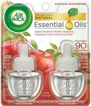 Air Wick 62338-80420 Scented Oil Refill, 0.67 oz., Apple Cinnamon Medley, 2/Pack, 6 Packs/Carton