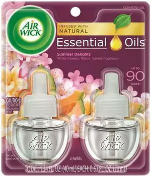 Air Wick 62338-91112 Life Scents Scented Oil Refills, Summer Delights, 0.67 oz., 2/Pack