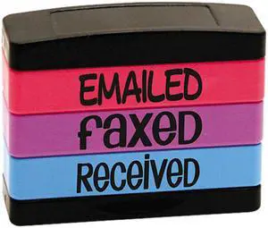 U.S. Stamp & Sign 8800 Stack Stamp, EMAILED, FAXED, RECEIVED, 1.81" x 0.63", Assorted Fluorescent Ink