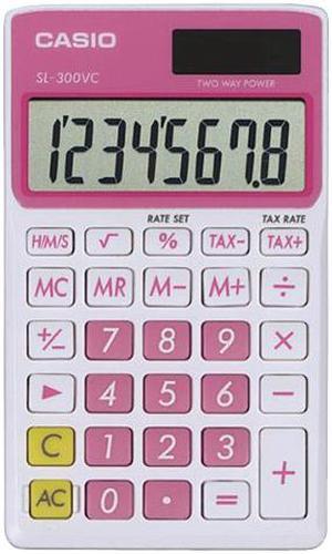 Casio SL300VCPKSIH Solar Wallet Calculator With 8-digit Display (pink)