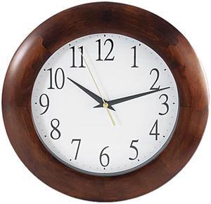 Universal UNV10414 Round Wood Clock, 12-3/4in, Cherry