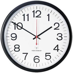 Universal UNV10417 Indoor/Outdoor Clock, Atomic, 13-1/2in, Black