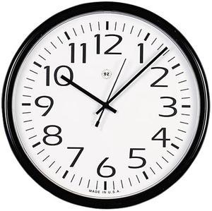 Universal UNV11641 Round Wall Clock, 13-1/2in, Black