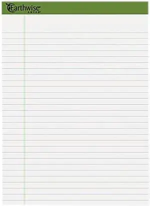Earthwise Ampad 40102 Recycled Paper Pad, Legal/Legal Rule, Letter, White, 40-Sheet Pads 4/Pack