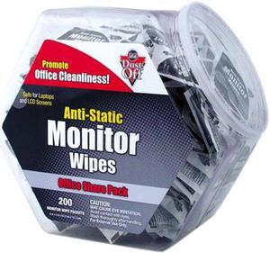 Dust-Off DMHJ Antistatic Monitor Wipes--Office Share Pack, 5 x 6, 200 Individual Foil Packets