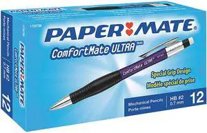 Paper Mate 1738798DZ Comfortable Ultra Mechanical Pencils- Refillable - Assorted Lead - 1 Dozen