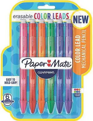 Paper Mate 1984678 Clearpoint Color Mechanical Pencils, 0.7 mm, Assorted Lead/Barrel Colors, 6/Pack