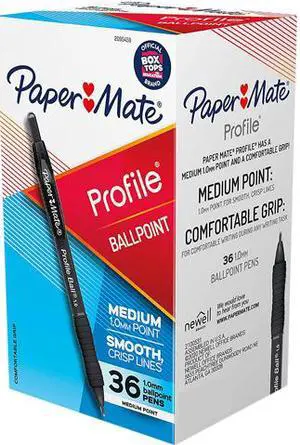 Paper Mate 2095459 Profile Retractable Ballpoint Pen, Bold 1 mm, Black Ink/Barrel, 36/Pack