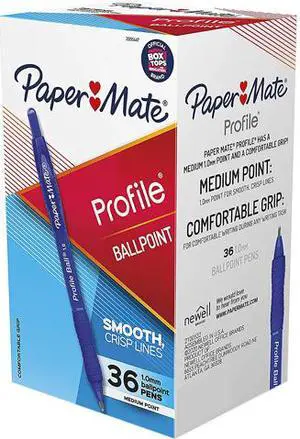 Paper Mate 2095447 Profile Retractable Ballpoint Pen, Bold 1 mm, Blue Ink/Barrel, 36/Pack