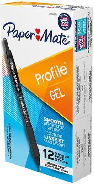 Paper Mate 2095476 Profile Retractable Gel Pen, Medium 0.7 mm, Black Ink, Translucent Black Barrel, Dozen