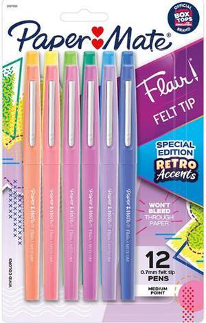 Paper Mate 2097886 Flair Felt Tip Pens Medium Point Assorted Special Edition Retro Accents 12 Pack