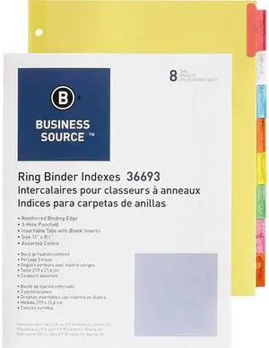 Business Source 36693BX Insertable Tab Ring Binder Indexes - 8 Blank Tab(s) Business Source 36693BX Insertable Tab Ring Binder Indexes - 8 Blank Tab(s)