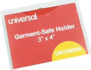 Universal UNV56004 Clear Badge Holders W/Garment-Safe Clips, 3 X 4, White Inserts, 50/Box