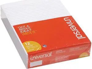 Universal UNV11000 Glue Top Pads, Wide/Legal Rule, 8.5" x 11", White, 50 Sheets, Dozen