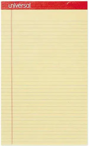Universal M9-40000 Perforated Ruled Writing Pads, Wide/Legal Rule, 8.5" x 14", Canary, 50 Sheets, Dozen