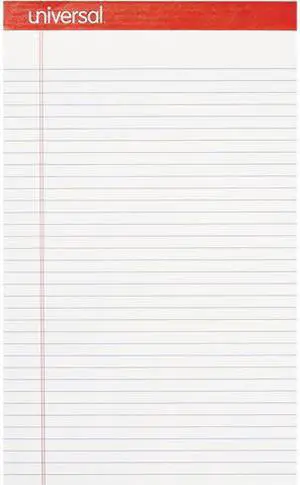Universal M9-45000 Perforated Ruled Writing Pads, Wide/Legal Rule, 8.5" x 14", White, 50 Sheets, Dozen