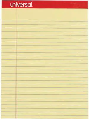 Universal M9-10630 Perforated Writing Pads, Wide/Legal Rule, 8.5" x 11.75", Canary, 50 Sheets, Dozen
