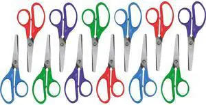 Universal UNV92023 Kids' Scissors, Rounded Tip, 5" Long, 1.75" Cut Length, Assorted Straight Handles, 12/Pack