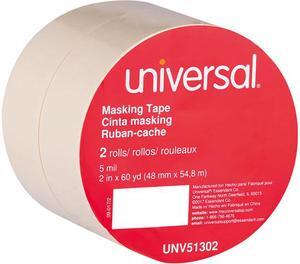 Universal UNV51302 General-Purpose Masking Tape, 3" Core, 2" x 60 yds, Beige, 2/Pack