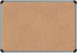 Universal UNV43712 Cork Board with Aluminum Frame, 24" x 18", Natural, Silver Frame