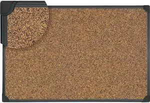 Universal UNV43022 Tech Cork Board, 36" x 24", Cork, Black Plastic Frame