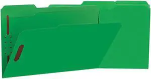 Universal UNV13526 Deluxe Reinforced Top Tab Folders with Two Fasteners, 1/3-Cut Tabs, Legal Size, Green