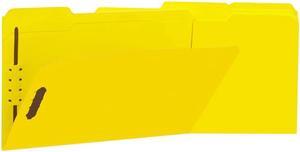 Universal UNV13528 Deluxe Reinforced Top Tab Folders with Two Fasteners, 1/3-Cut Tabs, Legal Size, Yellow