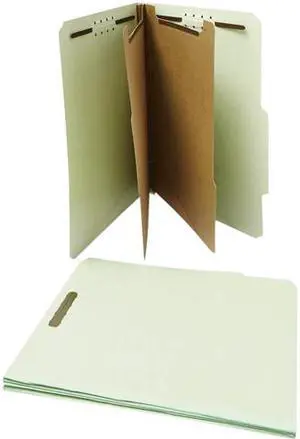 Universal UNV10273 Six--Section Pressboard Classification Folders, 2 Dividers, Letter Size, Gray-Green