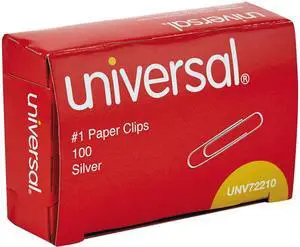 Universal A7072210A Paper Clips, Small (No. 1), Silver, 100 Clips/Pack, 12 Packs/Carton
