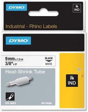 DYMO 18053, Rhino Heat Shrink Tubes Industrial Label Tape Cassette, 3/8" x 5 ft., White