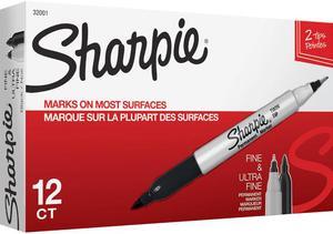 Sharpie 32001BX Twin Tip Markers - Black