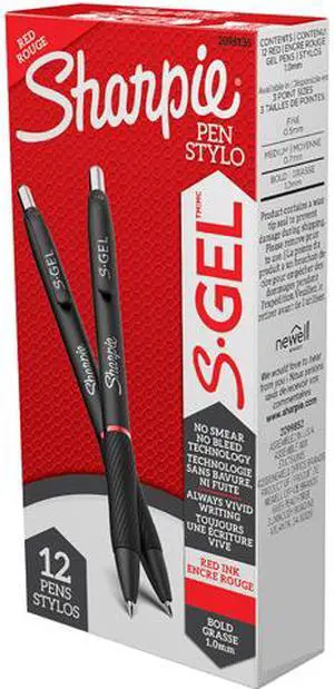 Sanford 2096136 S-Gel Retractable Gel Pen, Bold 1 mm, Red Ink, Black Barrel