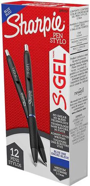 Sanford 2096152 S Gel Pen, Medium 0.7 Mm, Blue Ink, Black Barrel