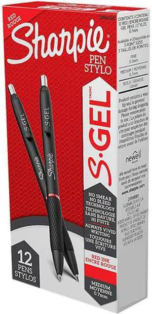 Sanford 2096158 S-Gel Pen, 0.7mm, Red Ink, Black Barrel