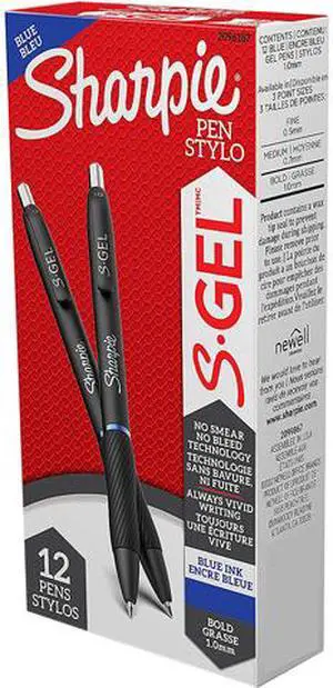 Sanford 2096187 Sharpie S-Gel Retractable Gel Pen, Bold 1 mm, Blue Ink, Black Barrel
