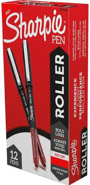 Sanford 2101304 Roller Ball Stick Pen, Medium 0.7 mm, Red Ink/Barrel