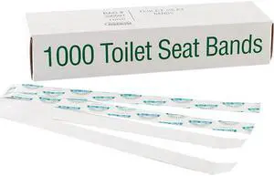 BAGCRAFT BGC 300591 Sani/Shield Printed Toilet Seat Band, Paper, Blue/White, 16" Wide x 1.50" Deep