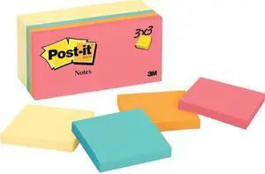 Post-it 654-14YWM Original Pads Value Pack, 3 x 3, Canary Yellow/Cape Town, 100-Sheet, 14 Pads