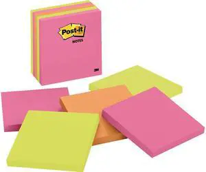 Post-it 6755LAN Original Pads in Cape Town Colors, 4 x 4, Plain, 100-Sheet, 5/Pack